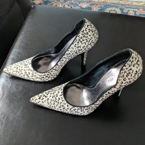 Snow white leopard high heels stiletto pumps shoes